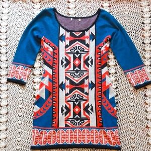 Flying Tomato Tribal Pattern Knit Dress